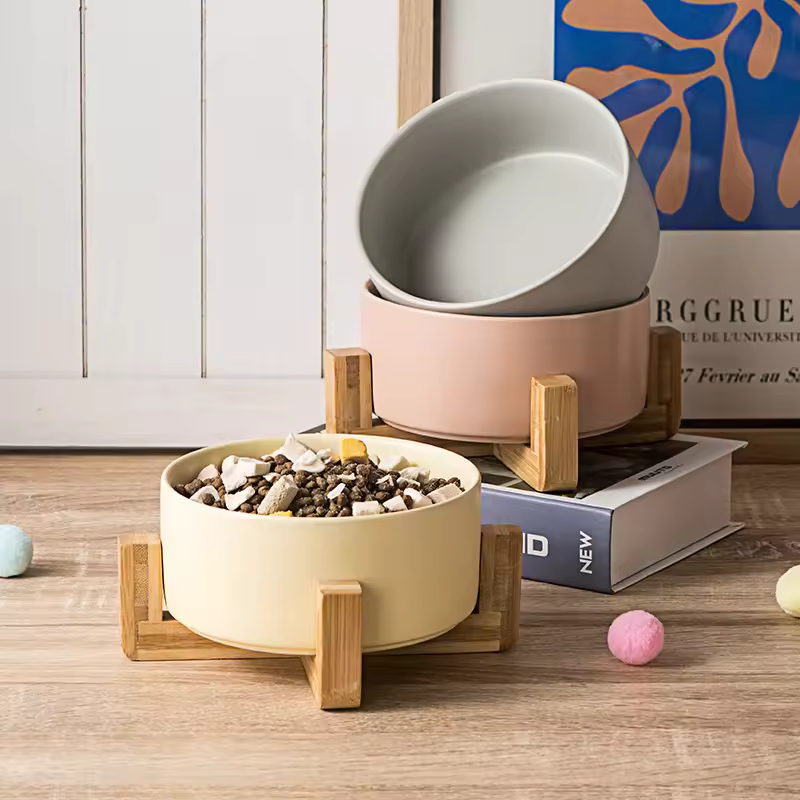 Wholesale Custom Logo Elevated Slow Feeder Cat Dog Bowl Ceramic